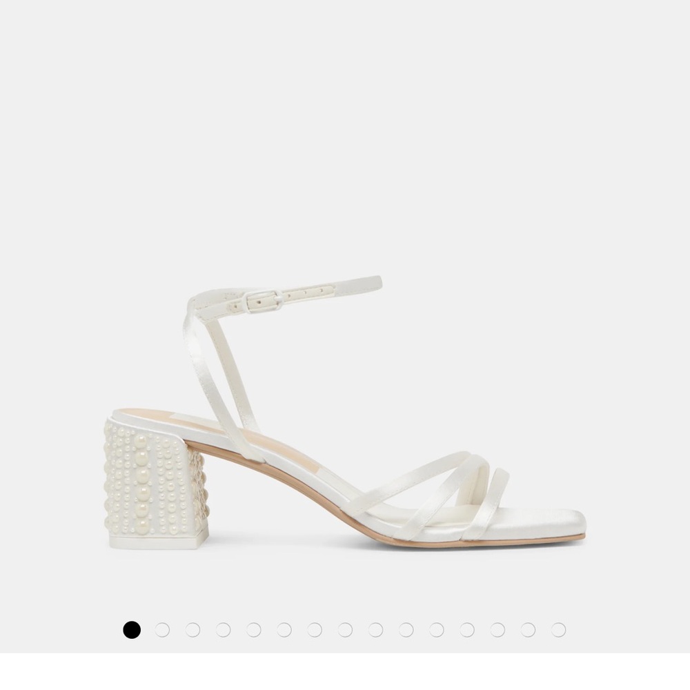 Dolce Vita Women's White Satin Pearl Heels